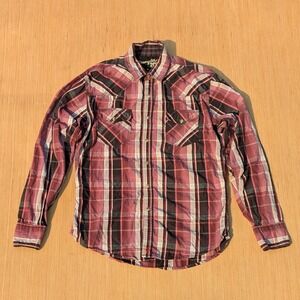 Wrangler 20X Plaid Western Shirt Pearl Snap Mens Medium Long‎ Sleeve Cowboy